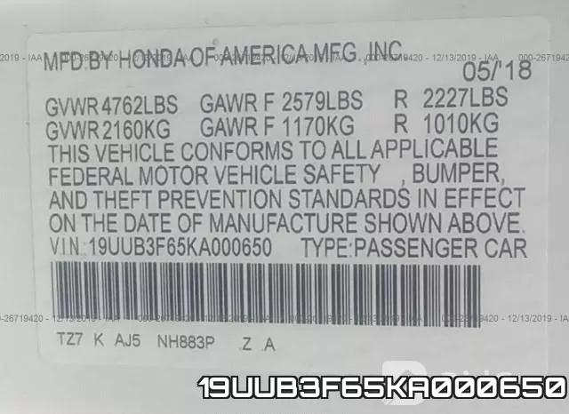19UUB3F65KA000650 фото 10