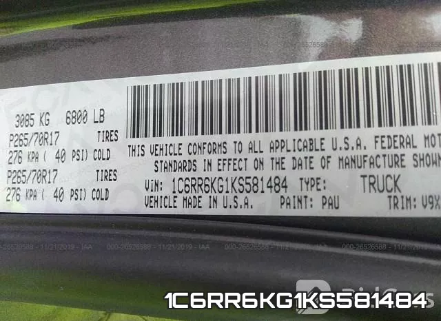 1C6RR6KG1KS581484 фото 10