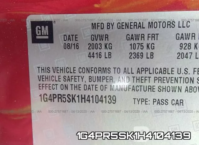 1G4PR5SK1H4104139 фото 10