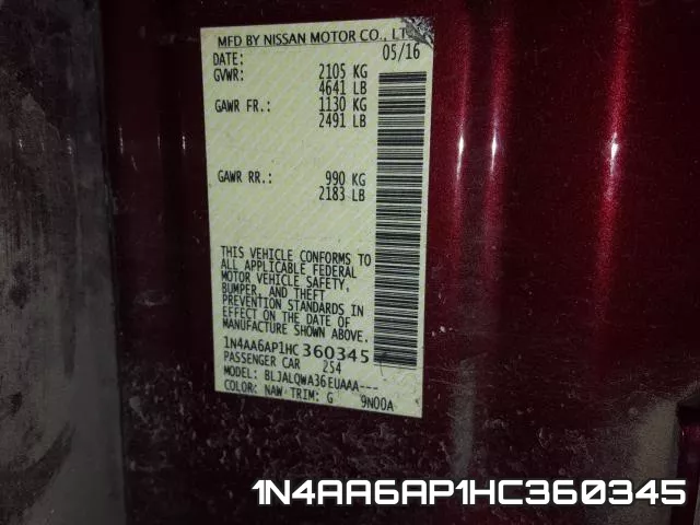 1N4AA6AP1HC360345 фото 2