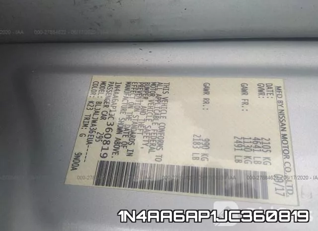 1N4AA6AP1JC360819 фото 10