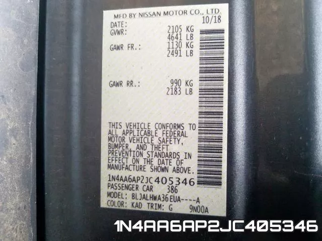 1N4AA6AP2JC405346 фото 2