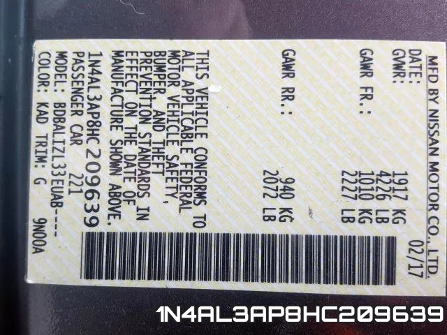 1N4AL3AP8HC209639 фото 2