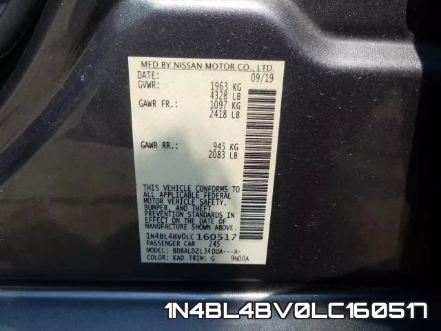 1N4BL4BV0LC160517 фото 2
