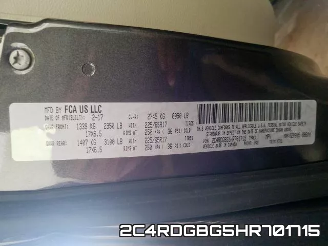 2C4RDGBG5HR701715 фото 2