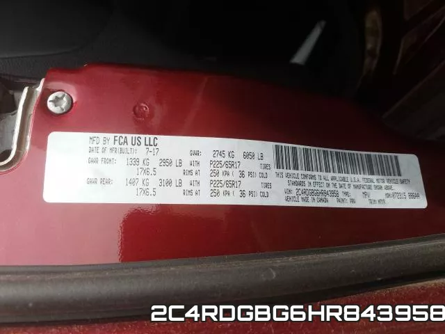2C4RDGBG6HR843958 фото 2