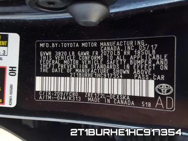 2T1BURHE1HC917354 фото 2