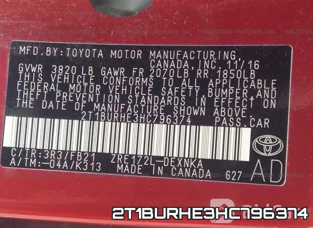 2T1BURHE3HC796374 фото 10