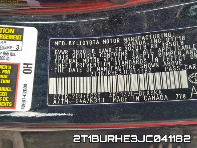 2T1BURHE3JC041182 фото 2