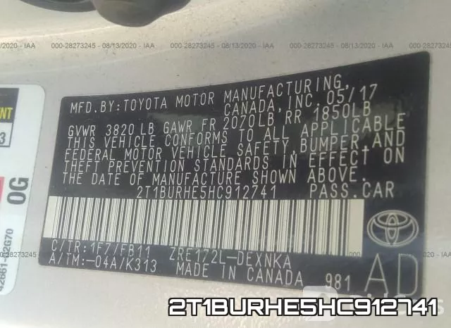2T1BURHE5HC912741 фото 10