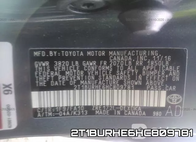 2T1BURHE6HC809781 фото 10