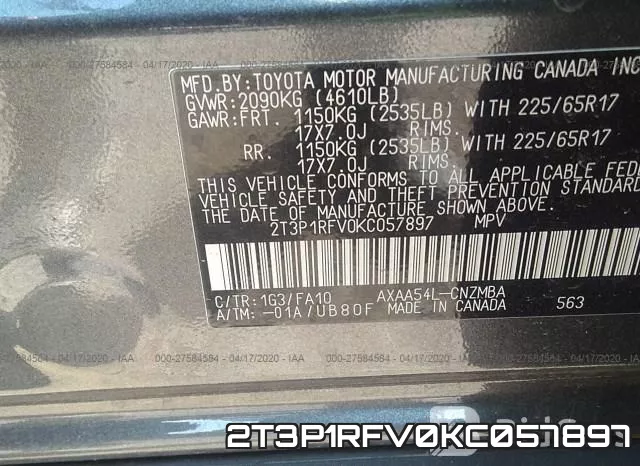 2T3P1RFV0KC057897 фото 10