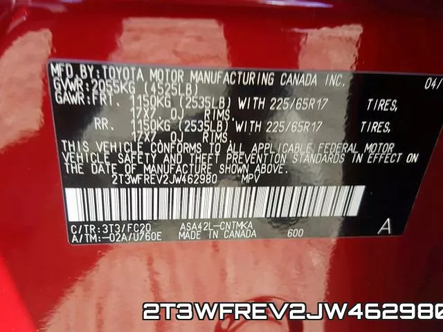 2T3WFREV2JW462980 фото 2