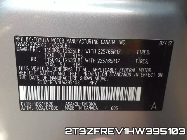 2T3ZFREV1HW395103 фото 2