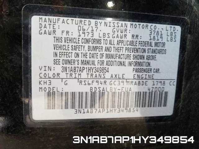 3N1AB7AP1HY349854 фото 2