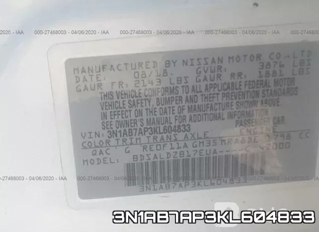 3N1AB7AP3KL604833 фото 10