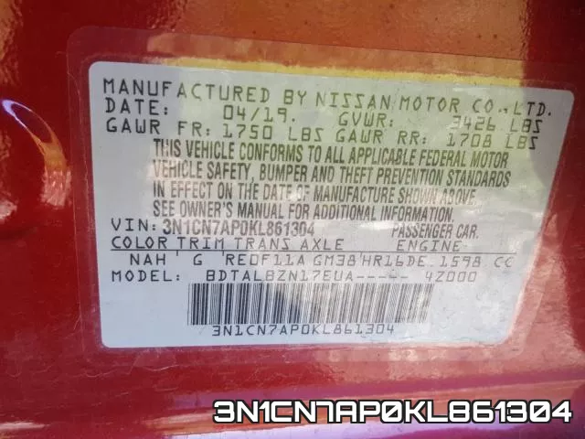 3N1CN7AP0KL861304 фото 2