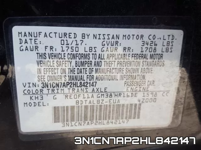 3N1CN7AP2HL842147 фото 2