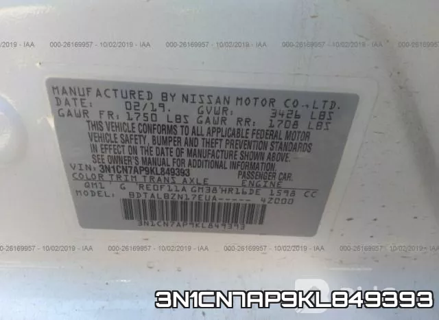 3N1CN7AP9KL849393 фото 10
