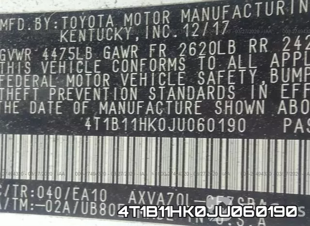 4T1B11HK0JU060190 фото 10
