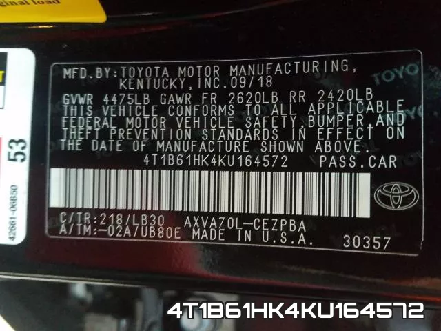 4T1B61HK4KU164572 фото 2