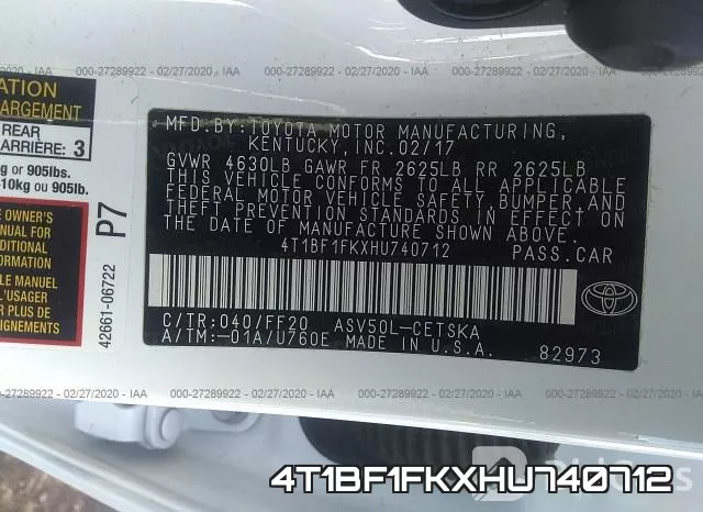 4T1BF1FKXHU740712 фото 10