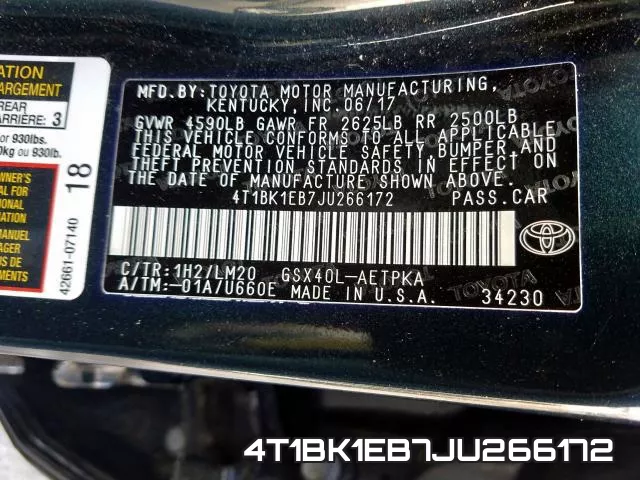 4T1BK1EB7JU266172 фото 2