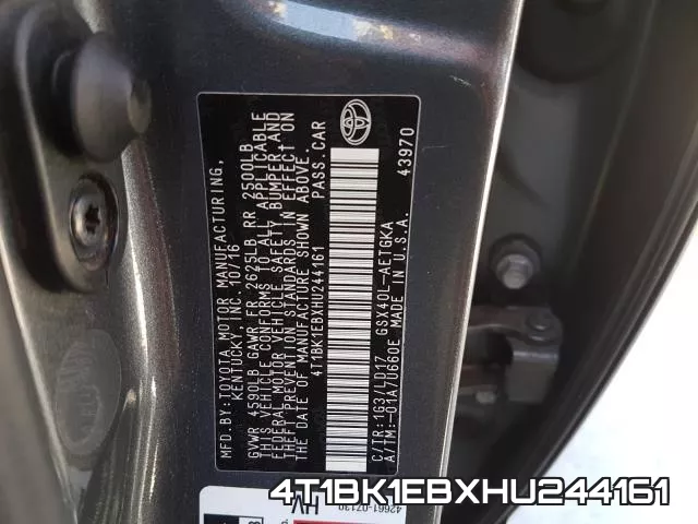 4T1BK1EBXHU244161 фото 2