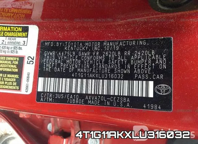 4T1G11AKXLU316032 фото 10