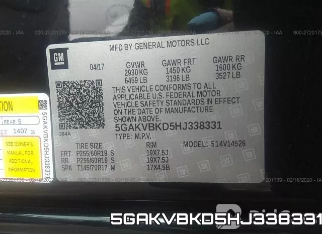 5GAKVBKD5HJ338331 фото 10
