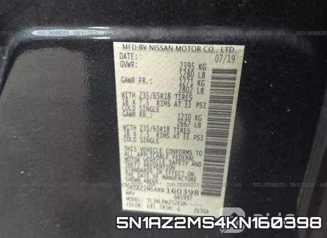 5N1AZ2MS4KN160398 фото 10