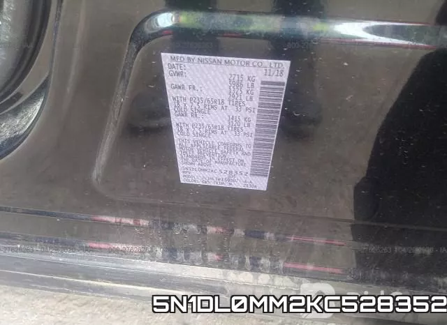 5N1DL0MM2KC528352 фото 10