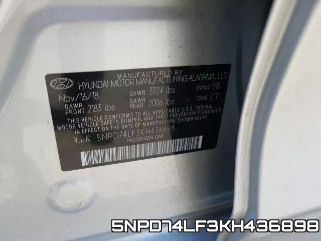 5NPD74LF3KH436898 фото 2