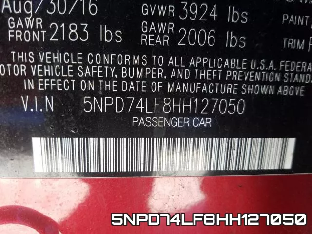 5NPD74LF8HH127050 фото 2