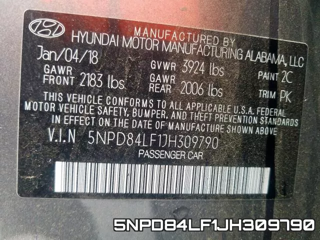 5NPD84LF1JH309790 фото 2