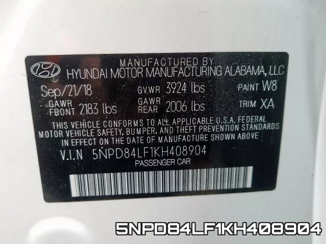 5NPD84LF1KH408904 фото 2