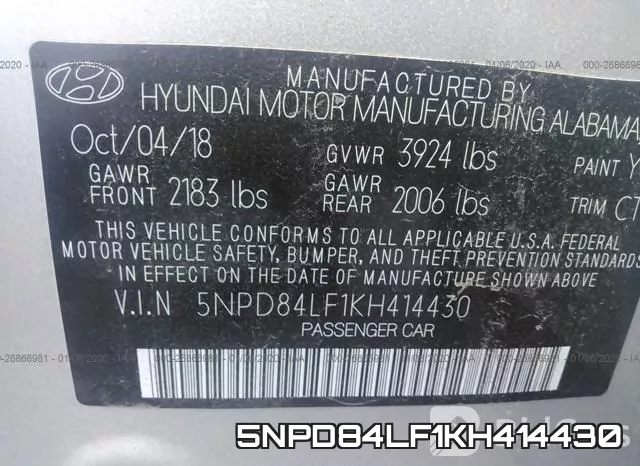 5NPD84LF1KH414430 фото 10