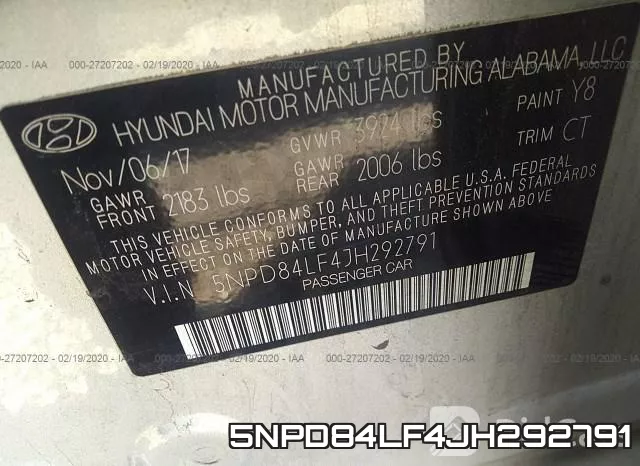 5NPD84LF4JH292791 фото 10