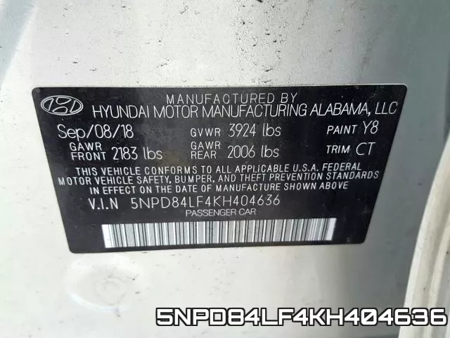 5NPD84LF4KH404636 фото 2