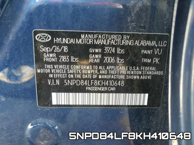 5NPD84LF8KH410648 фото 2