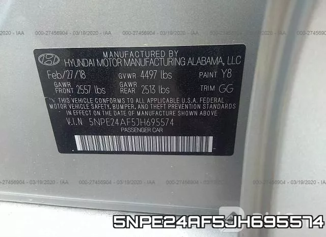 5NPE24AF5JH695574 фото 10