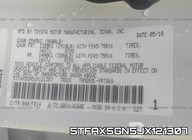 5TFAX5GN5JX121307 фото 10