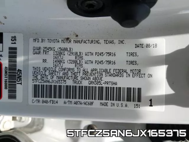 5TFCZ5AN6JX165375 фото 2