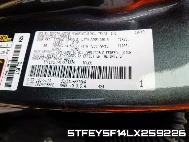 5TFEY5F14LX259226 фото 2