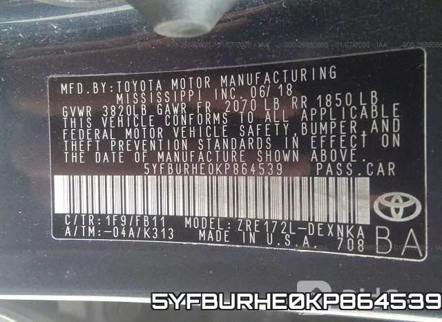 5YFBURHE0KP864539 фото 10