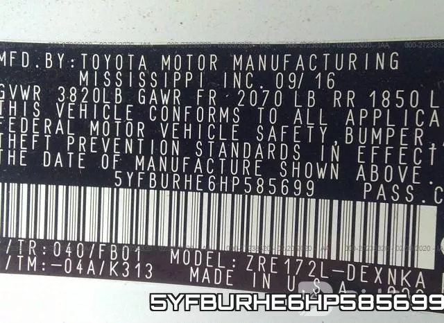5YFBURHE6HP585699 фото 10