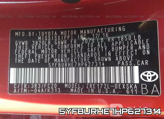 5YFBURHE7HP627314 фото 10