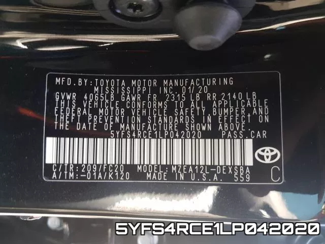 5YFS4RCE1LP042020 фото 2