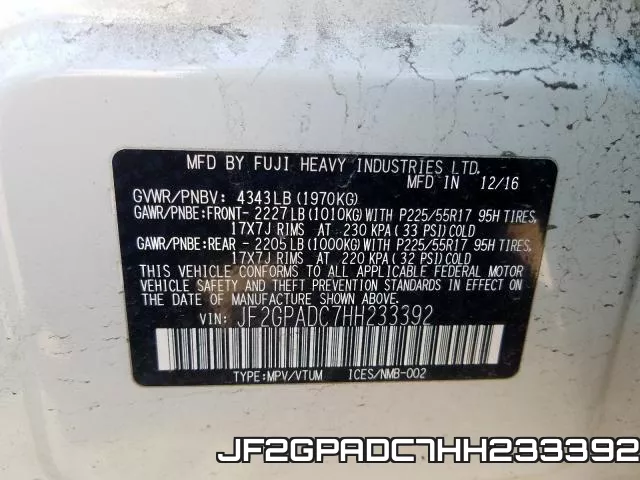 JF2GPADC7HH233392 фото 2