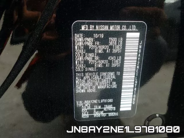 JN8AY2NE1L9781080 фото 2
